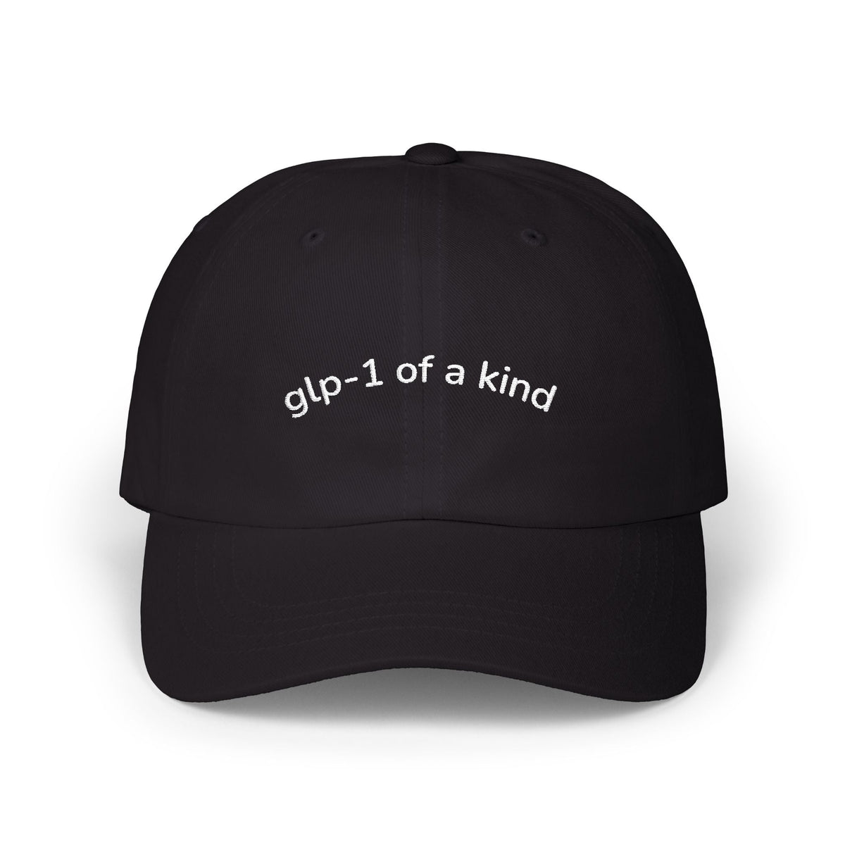 Black GLP-1 of a Kind embroidered dad hatYour collection's name
