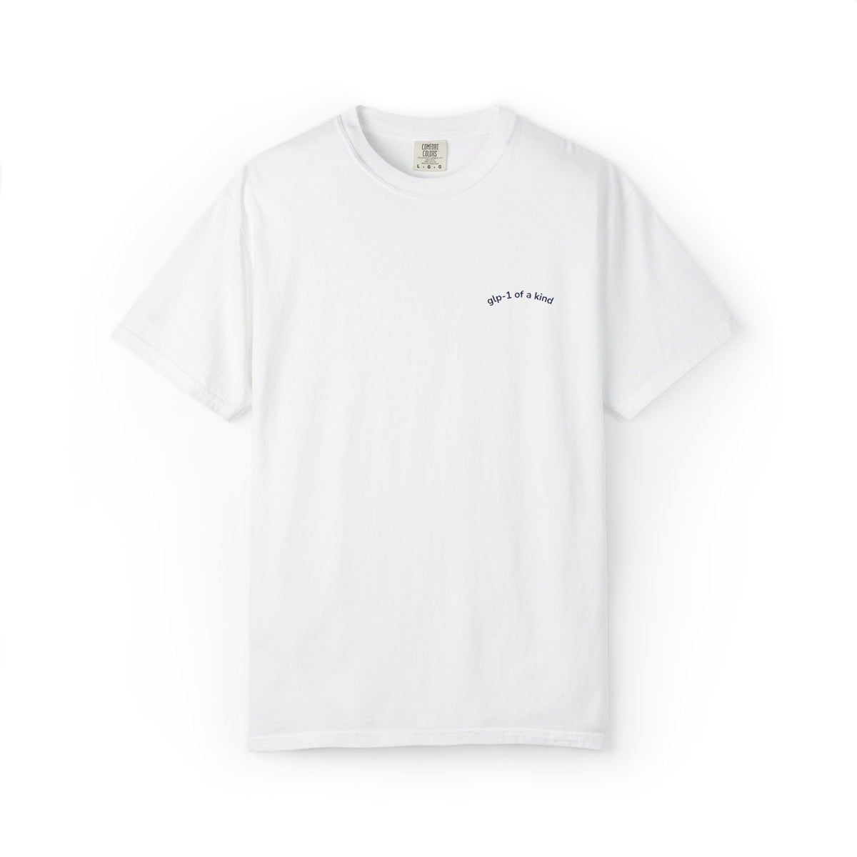 GLP-1 of a Kind Embroidered T-Shirt-GLP-1 of a Kind Embroidered T-Shirt, White, product-only front embroidery view