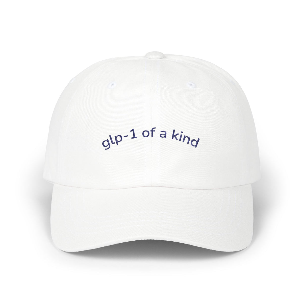 GLP-1 of a Kind Embroidered Dad Hat-GLP-1 of a Kind Embroidered Dad Hat, White, product-only front embroidery view