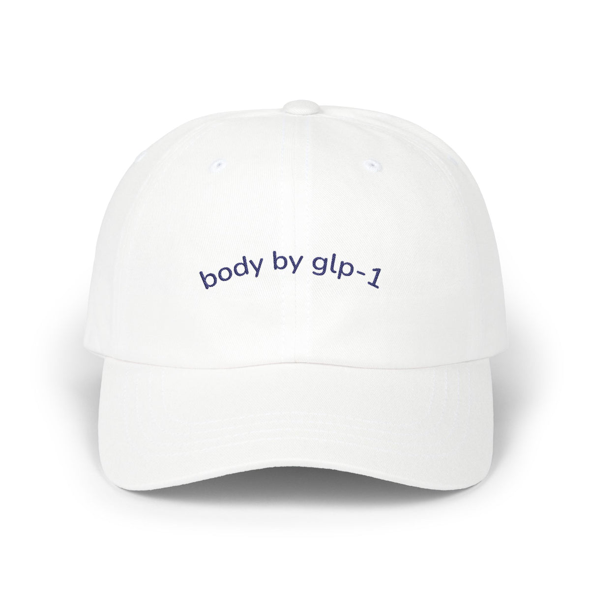 Body by GLP-1 Embroidered Dad Hat-Body by GLP-1 Embroidered Dad Hat, White, product-only front embroidery view