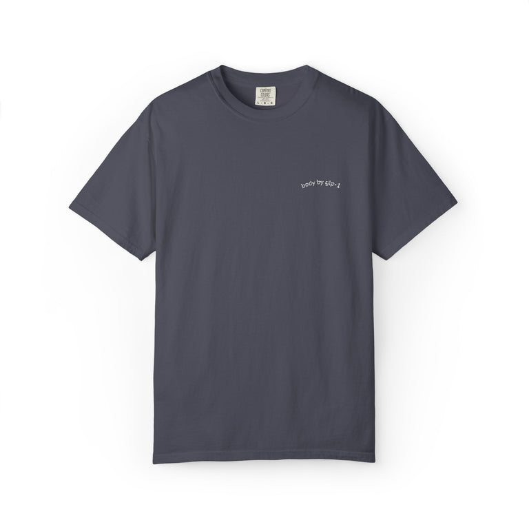 Body by GLP-1 Embroidered T-Shirt, Navy, product-only front embroidery view