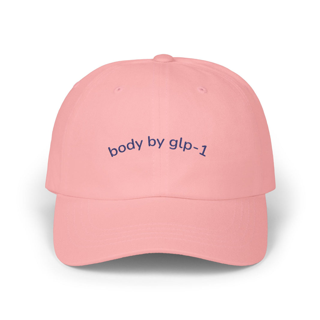 Body by GLP-1 Embroidered Dad Hat-Body by GLP-1 Embroidered Dad Hat, Pink, product-only front embroidery view