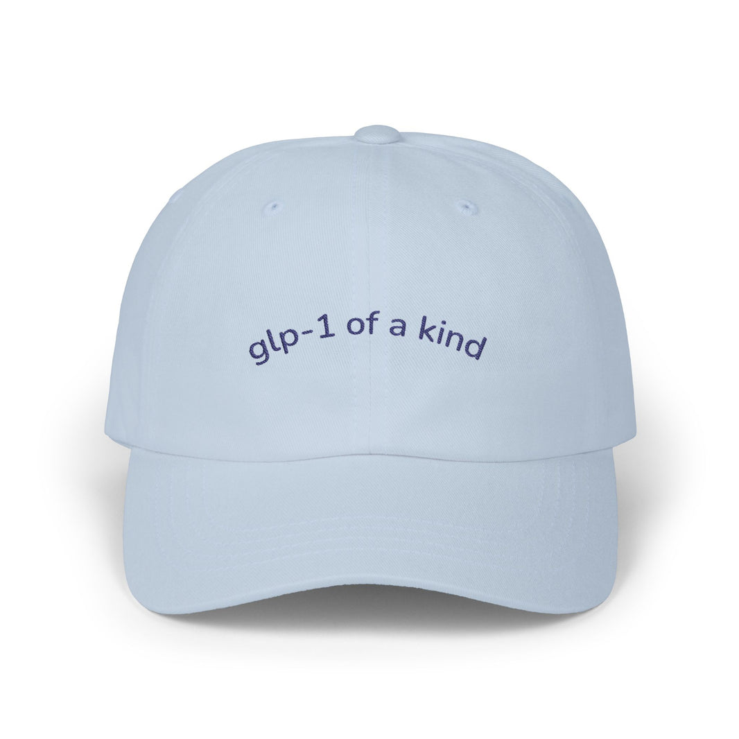 GLP-1 of a Kind Embroidered Dad Hat-GLP-1 of a Kind Embroidered Dad Hat, Light Blue, product-only front embroidery view