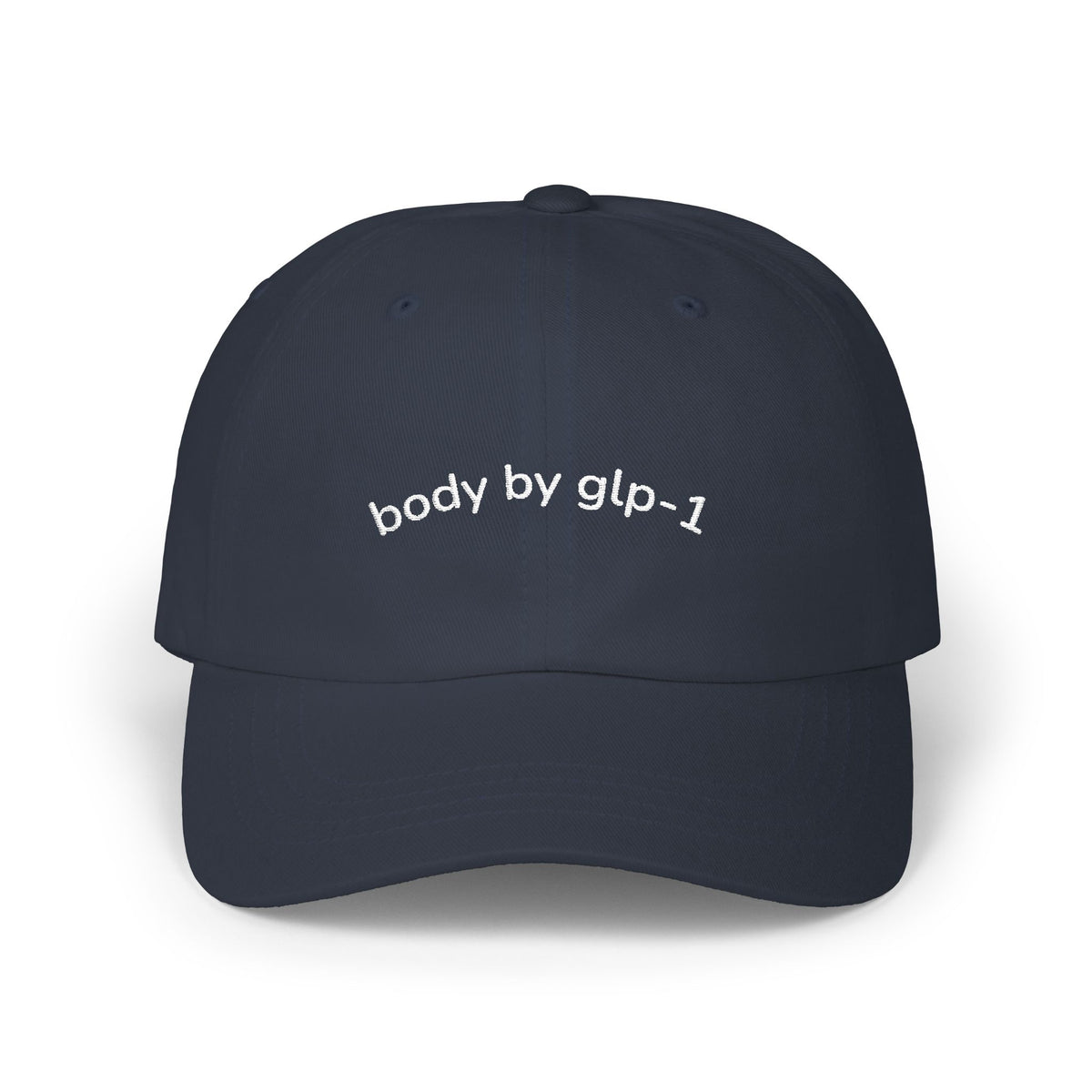 Body by GLP-1 Embroidered Dad Hat-Body by GLP-1 Embroidered Dad Hat, Navy, product-only front embroidery view