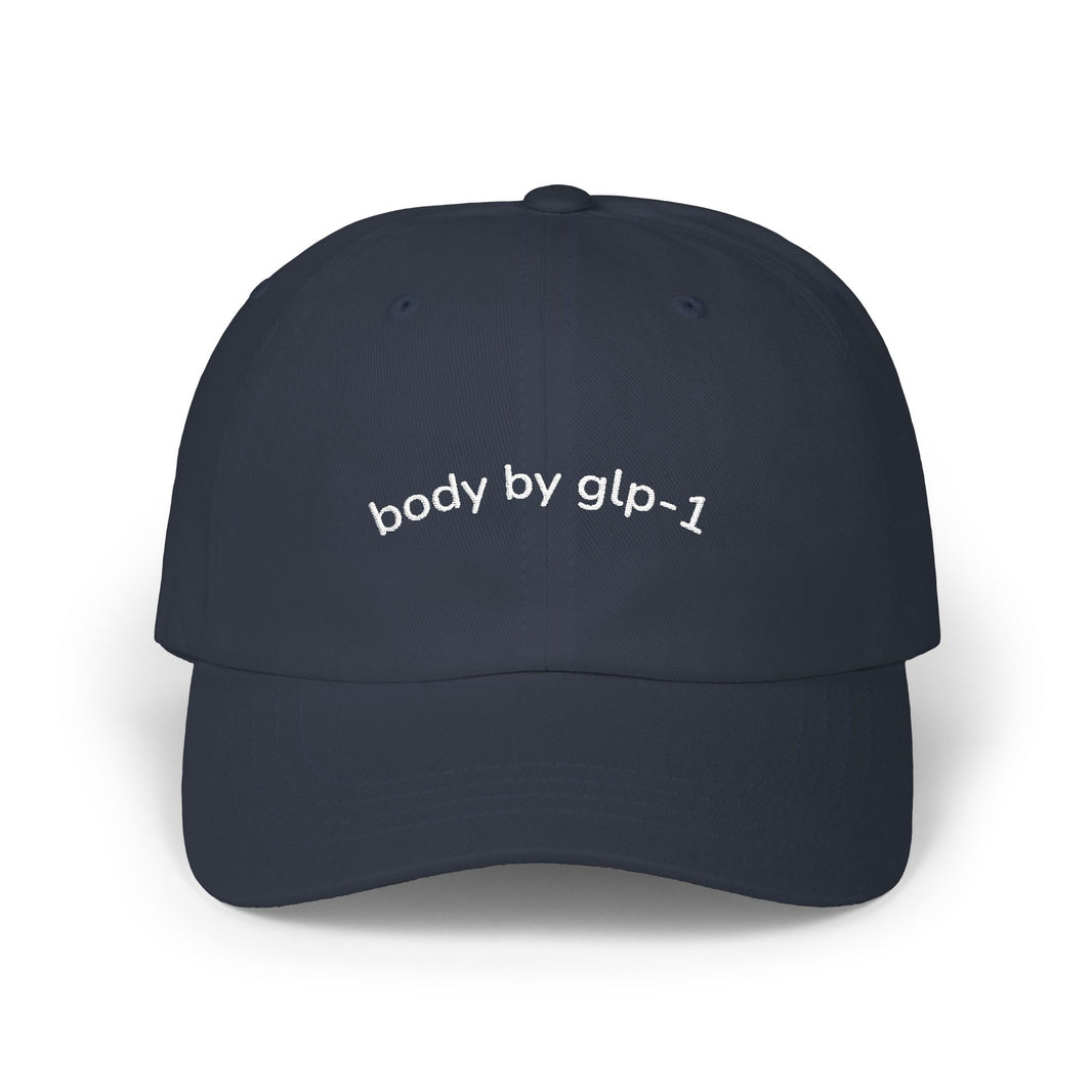 Body by GLP-1 Embroidered Dad Hat-Body by GLP-1 Embroidered Dad Hat, Navy, product-only front embroidery view