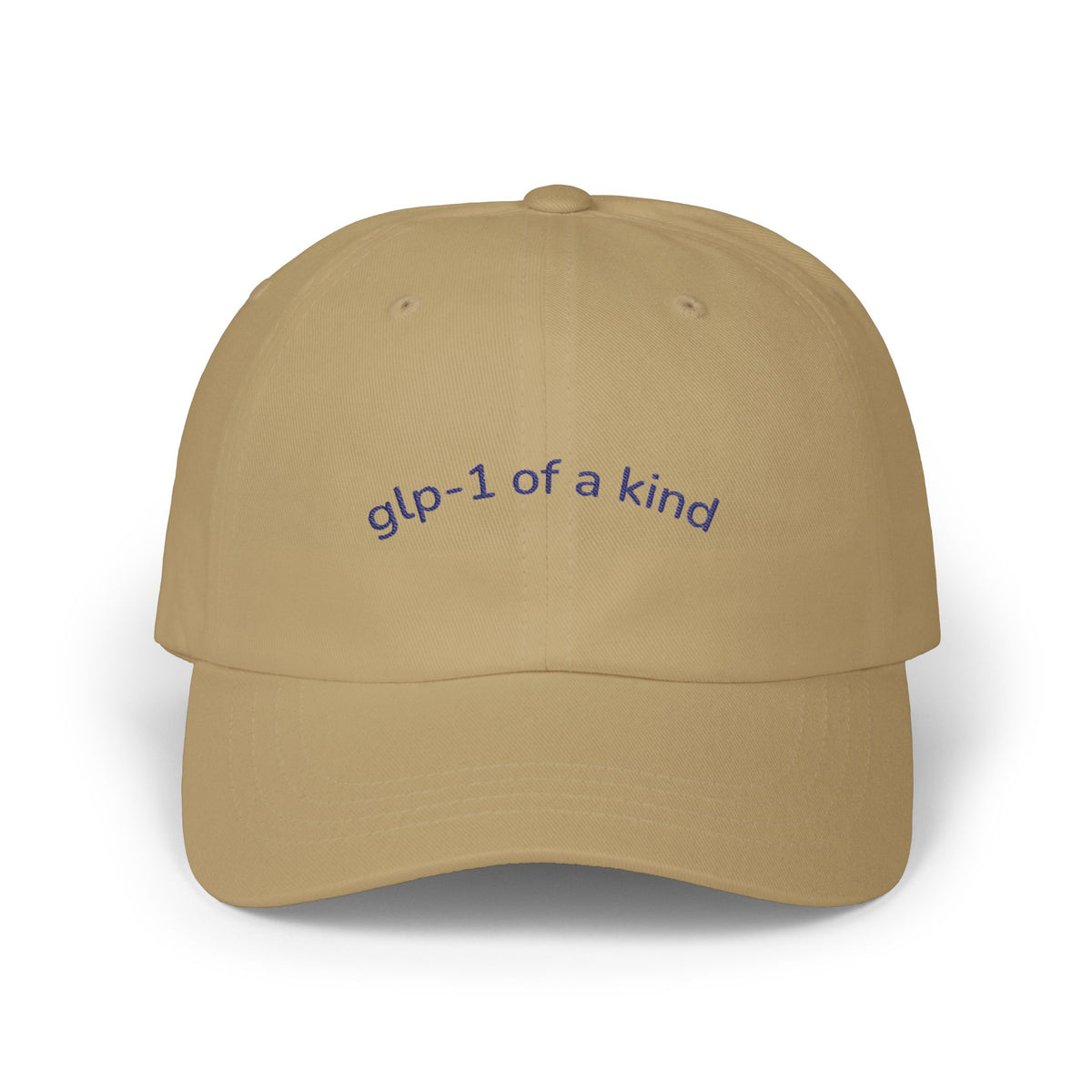 GLP-1 of a Kind Embroidered Dad Hat-GLP-1 of a Kind Embroidered Dad Hat, Khaki, product-only front embroidery view