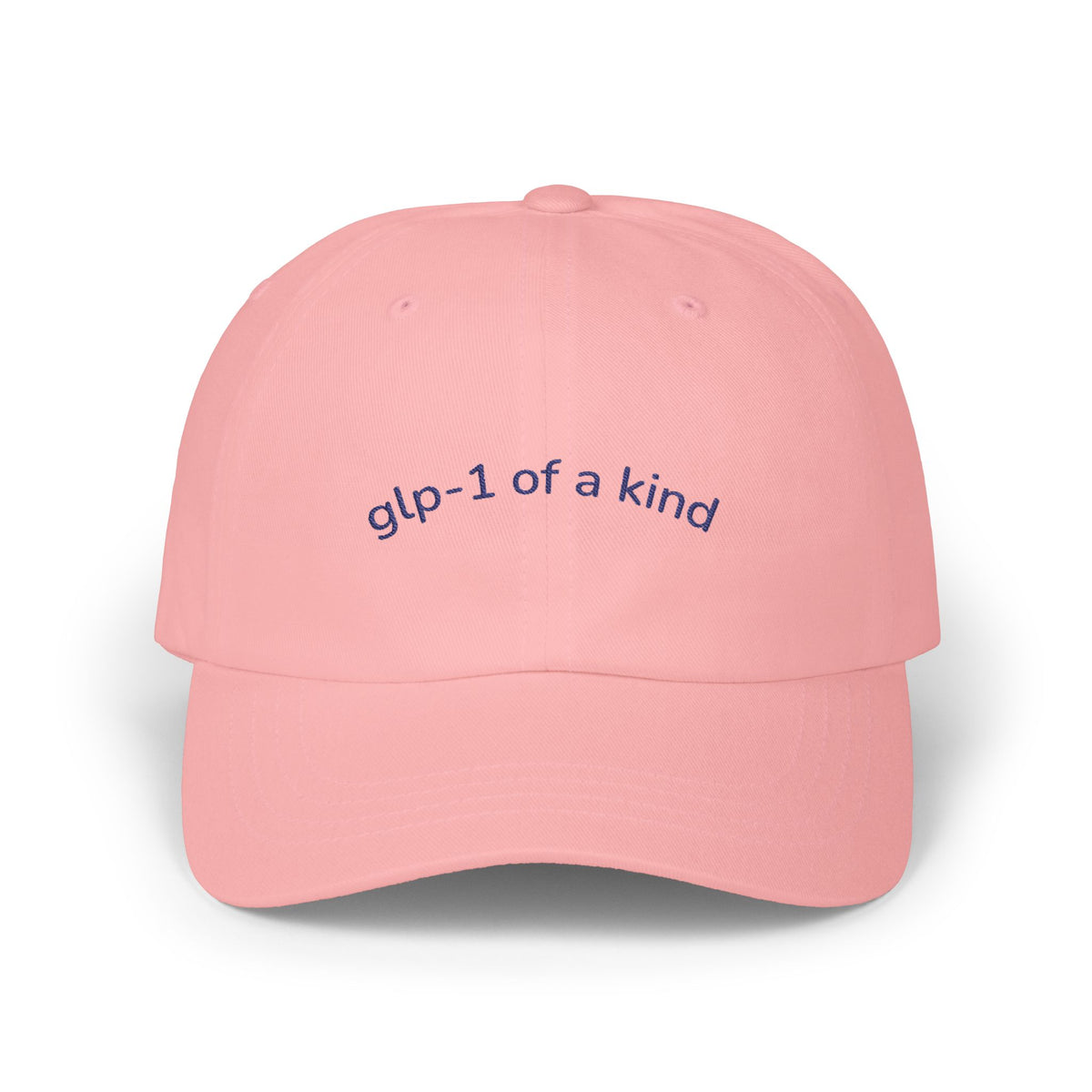 GLP-1 of a Kind Embroidered Dad Hat-GLP-1 of a Kind Embroidered Dad Hat, Pink, product-only front embroidery view