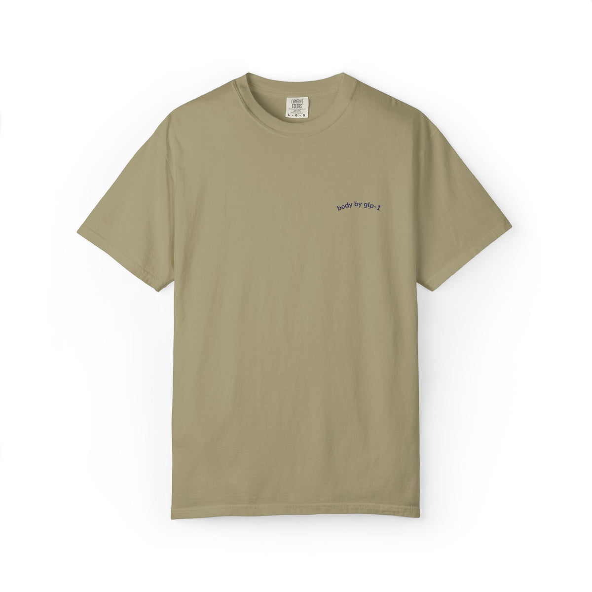 Body by GLP-1 Embroidered T-Shirt-Body by GLP-1 Embroidered T-Shirt, Khaki, product-only front embroidery view
