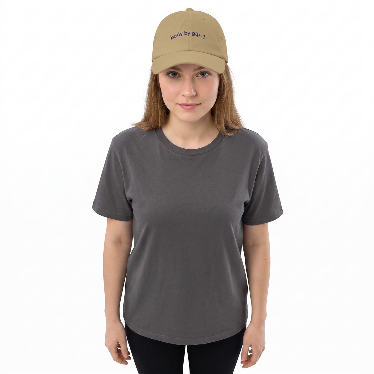 Body by GLP-1 Embroidered Dad Hat-Body by GLP-1 Embroidered Dad Hat, Khaki, model wide