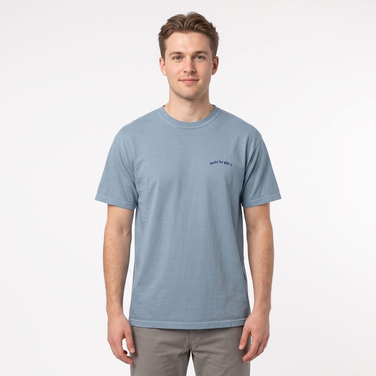 Body by GLP-1 Embroidered T-Shirt-Body by GLP-1 Embroidered T-Shirt, Ice Blue, model wide