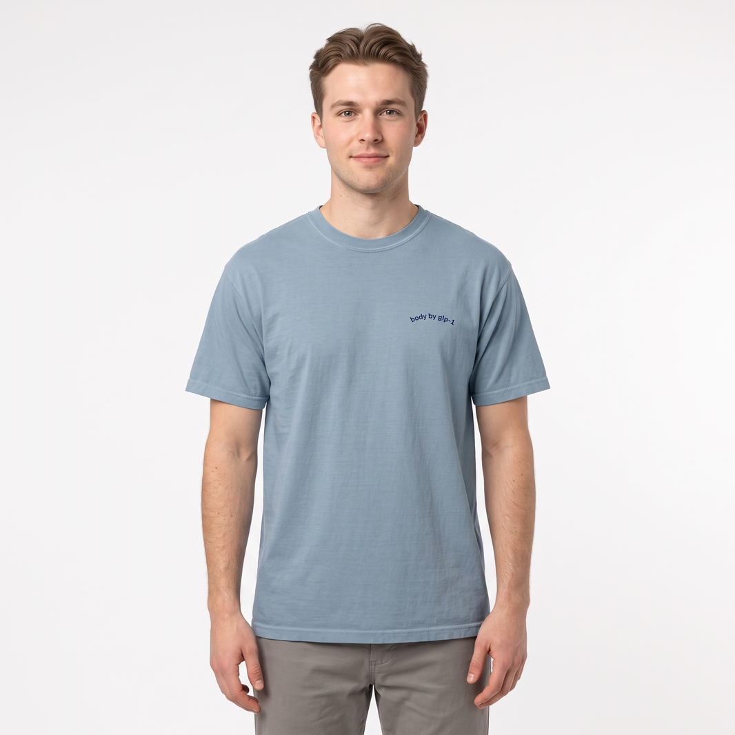 Body by GLP-1 Embroidered T-Shirt-Body by GLP-1 Embroidered T-Shirt, Ice Blue, model wide