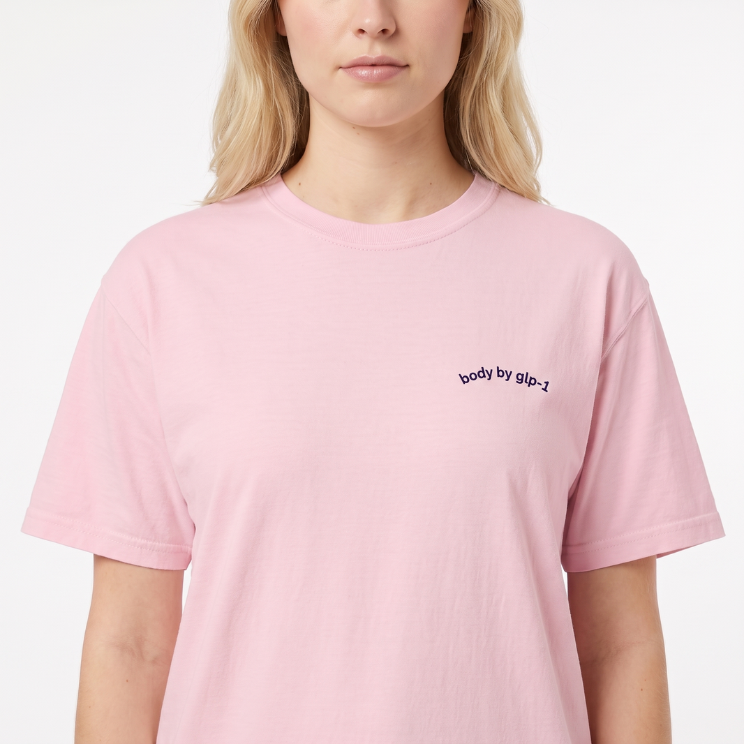Body by GLP-1 Embroidered T-Shirt-Body by GLP-1 Embroidered T-Shirt, Blossom, model close