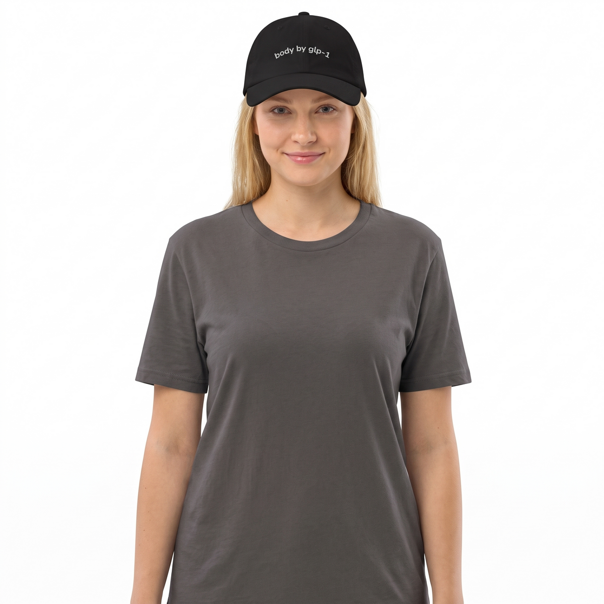 Body by GLP-1 Embroidered Dad Hat-Body by GLP-1 Embroidered Dad Hat, Black, model wide
