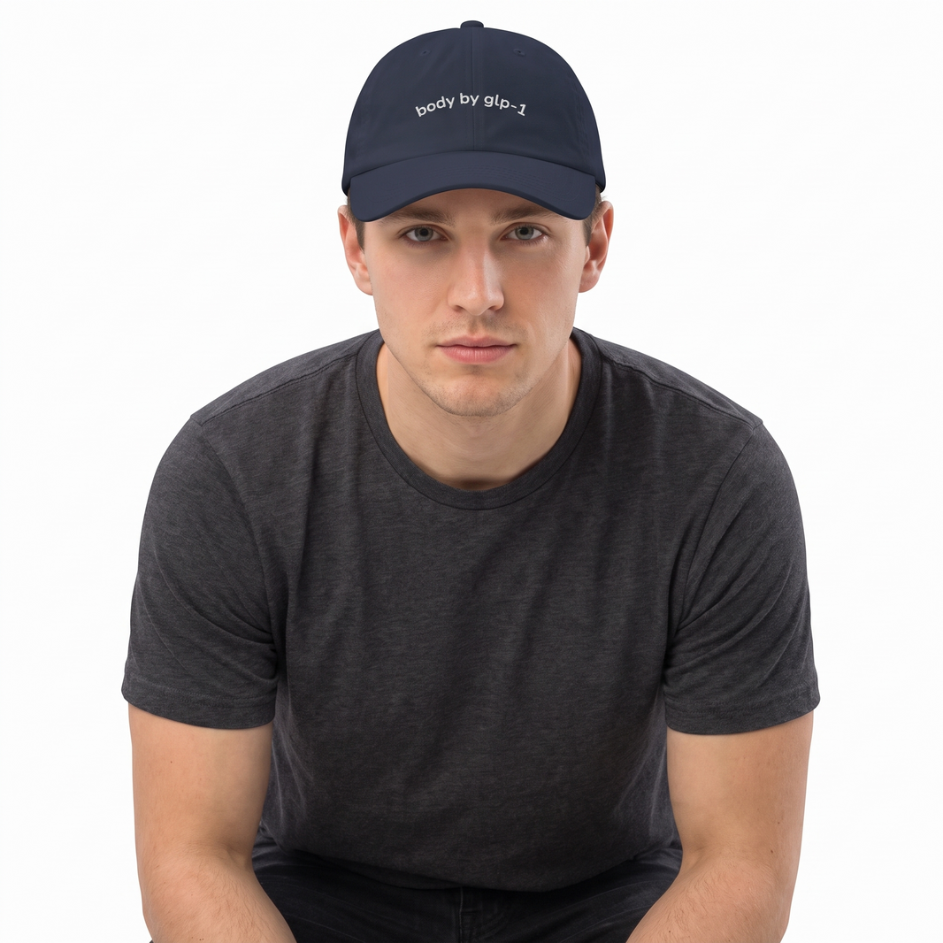 Body by GLP-1 Embroidered Dad Hat-Body by GLP-1 Embroidered Dad Hat, Navy, model wide