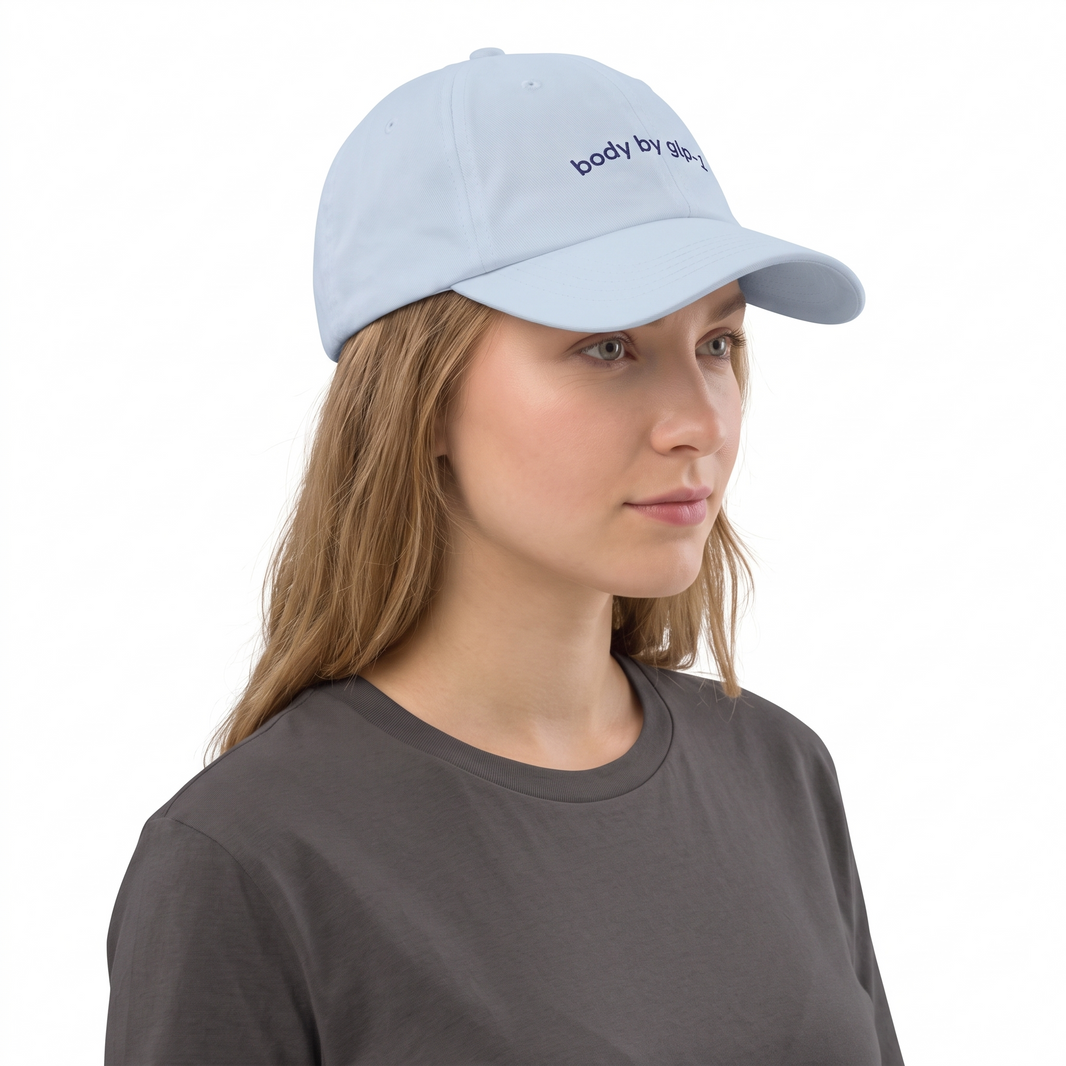 Body by GLP-1 Embroidered Dad Hat-Body by GLP-1 Embroidered Dad Hat, Light Blue, model angle