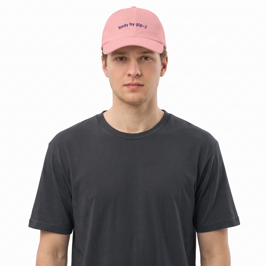 Body by GLP-1 Embroidered Dad Hat-Body by GLP-1 Embroidered Dad Hat, Pink, model wide