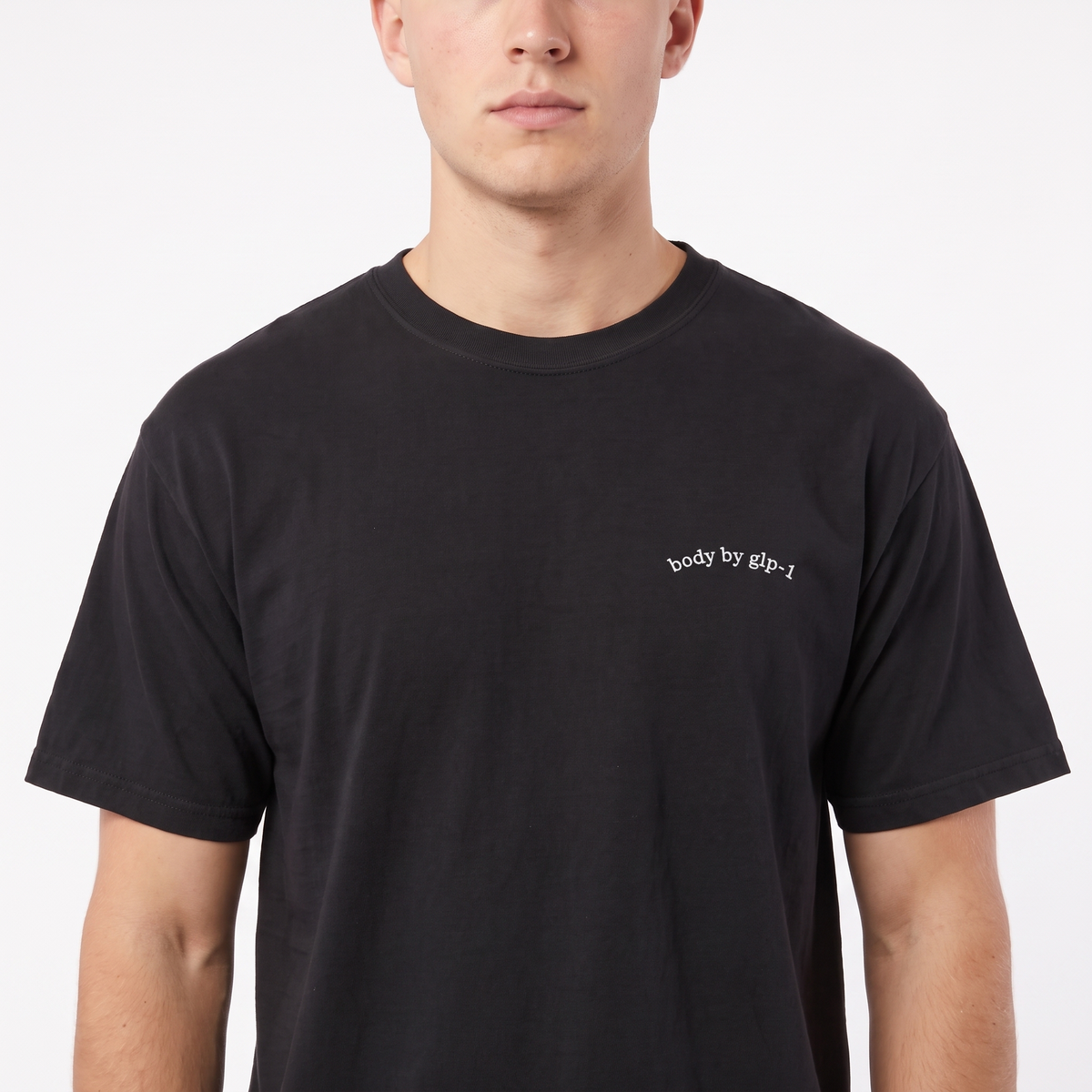 Body by GLP-1 Embroidered T-Shirt-Body by GLP-1 Embroidered T-Shirt, Black, model close