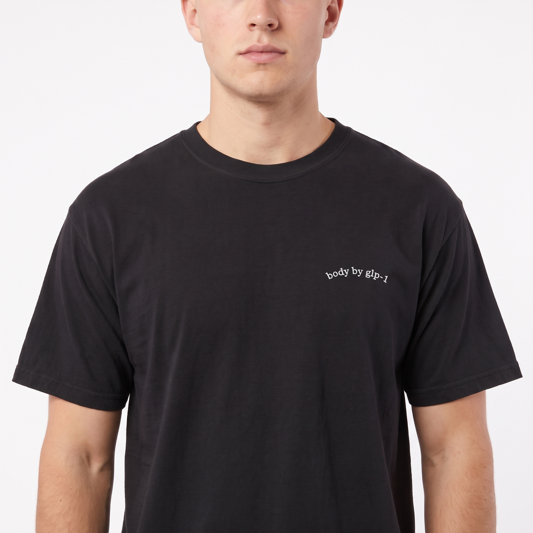 Body by GLP-1 Embroidered T-Shirt-Body by GLP-1 Embroidered T-Shirt, Black, model close