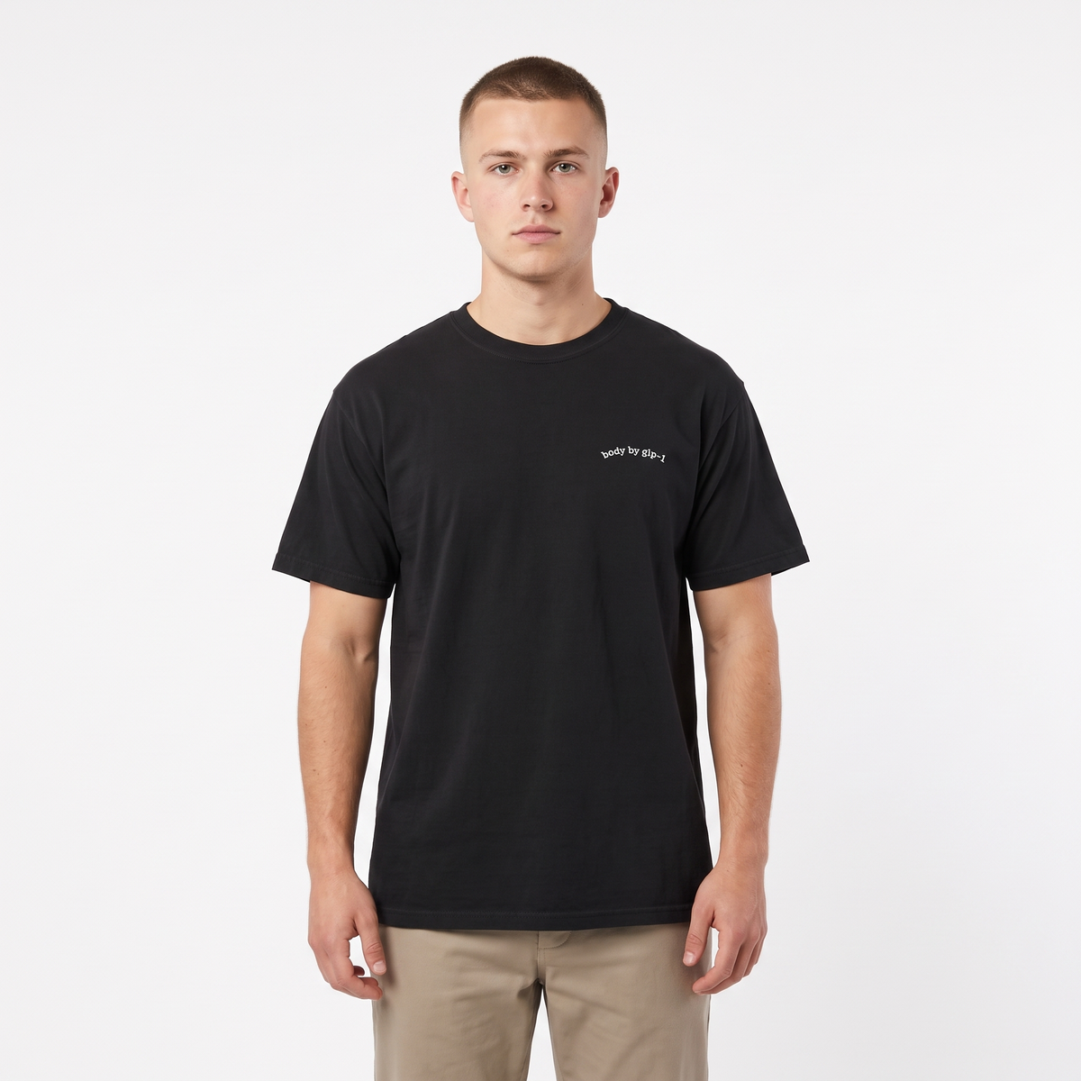 Body by GLP-1 Embroidered T-Shirt-Body by GLP-1 Embroidered T-Shirt, Black, model wide