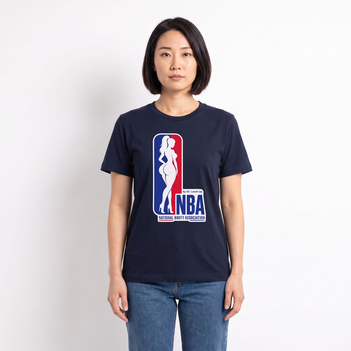 NBA - National Booty Association T-Shirt-NBA - National Booty Association T-Shirt, Navy, studio front fit