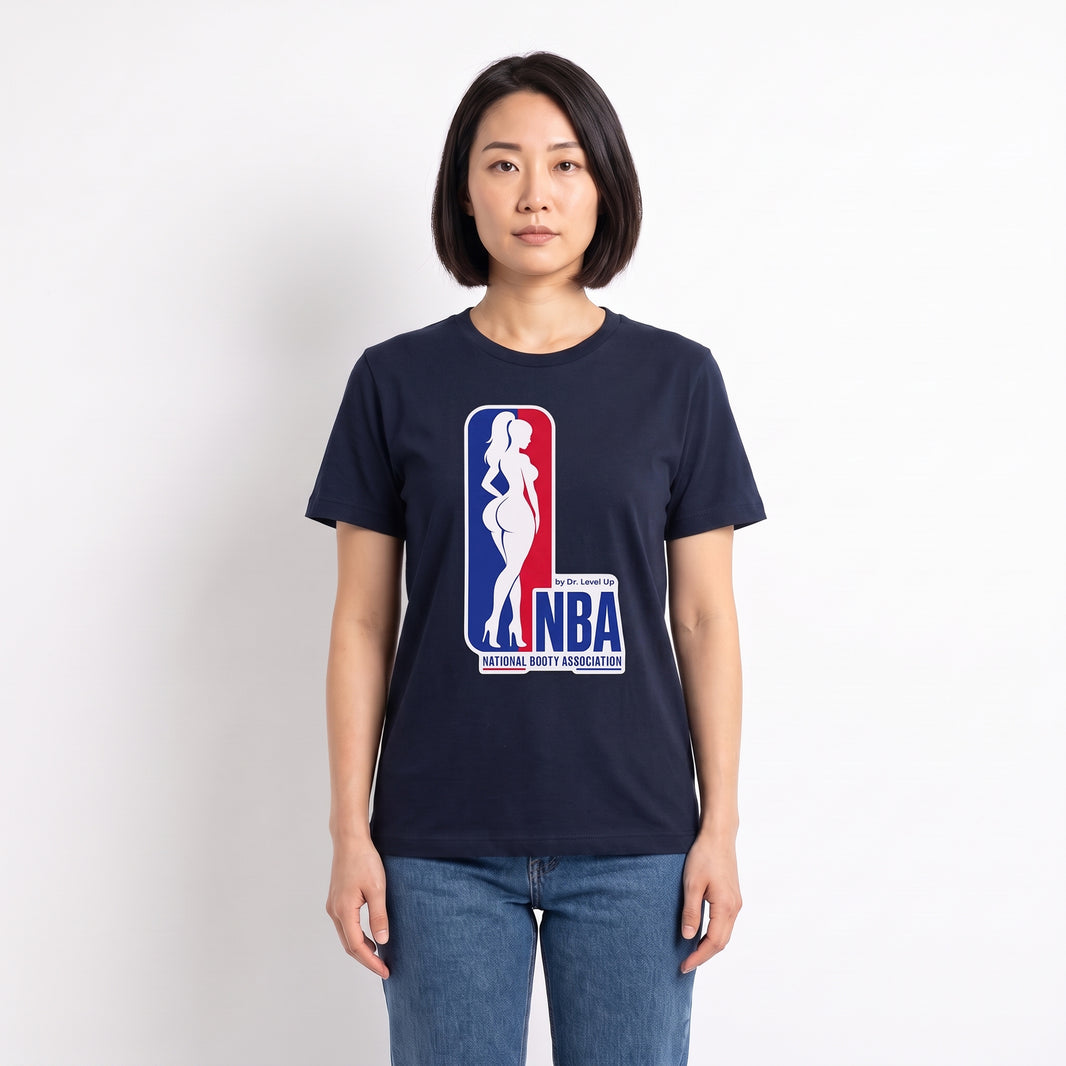 NBA - National Booty Association T-Shirt-NBA - National Booty Association T-Shirt, Navy, studio front fit