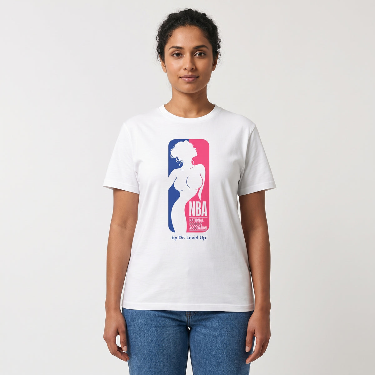 NBA - National Boobies Association T-Shirt-NBA - National Boobies Association T-Shirt, White, studio front fit
