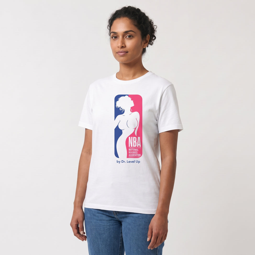 NBA - National Boobies Association T-Shirt-NBA - National Boobies Association T-Shirt, White, studio three-quarter fit