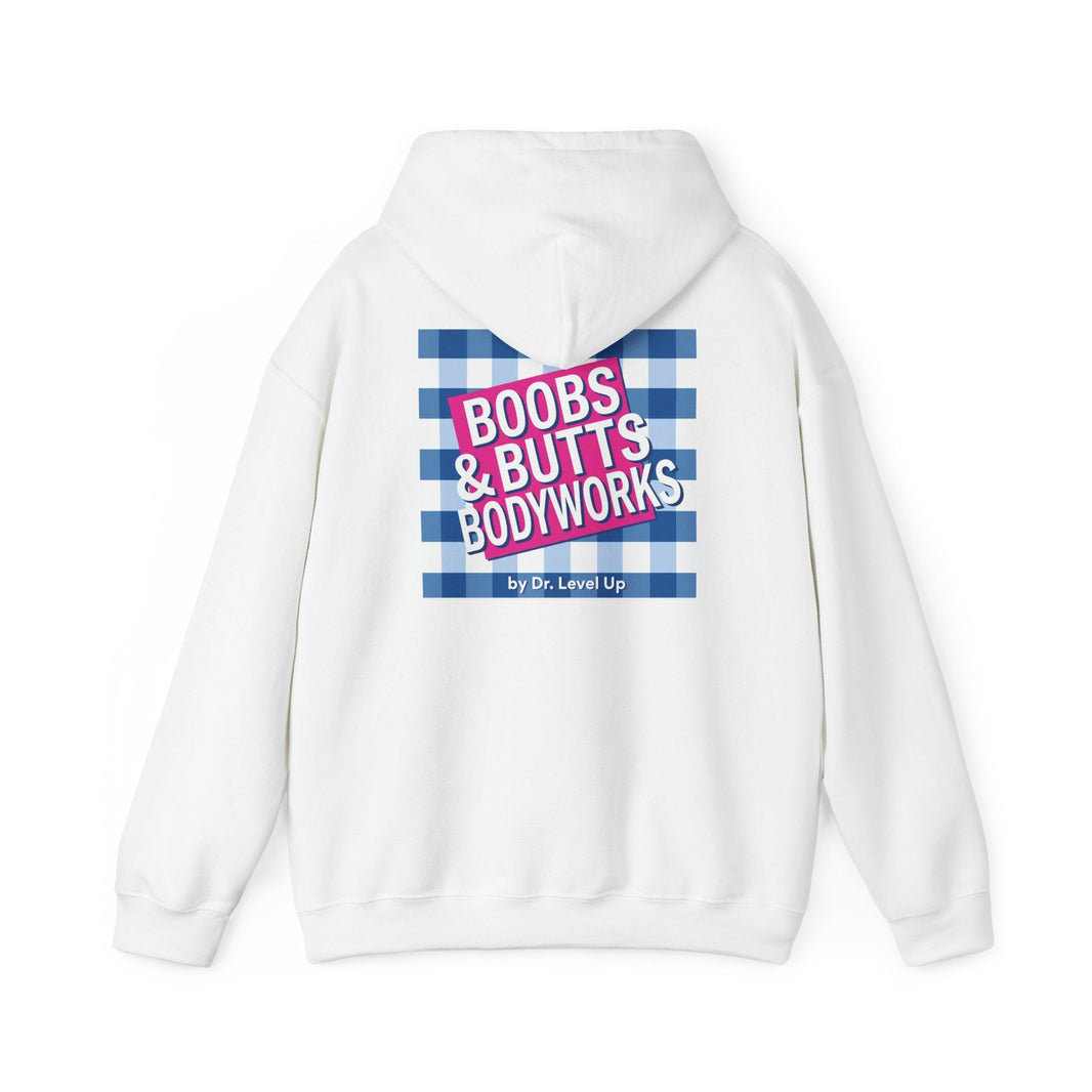 Boobs & Butts Bodyworks Hoodie, White, product back