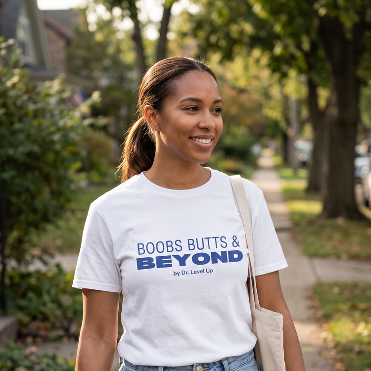 Boobs Butts & Beyond Unisex T-Shirt, White, lifestyle