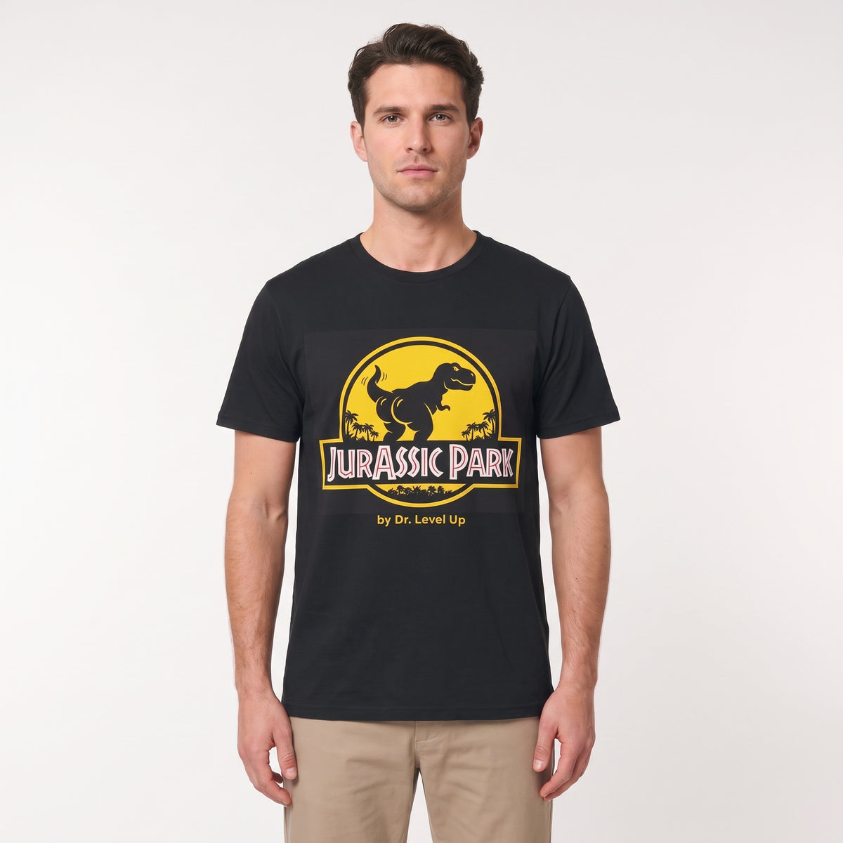 JurASSic Park BBL Dinosaur T-Shirt-JurASSic Park BBL Dinosaur T-Shirt, Black, white-background studio wider fit view