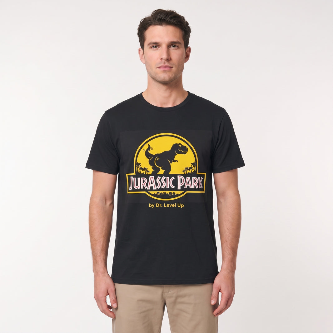 JurASSic Park BBL Dinosaur T-Shirt-JurASSic Park BBL Dinosaur T-Shirt, Black, white-background studio wider fit view