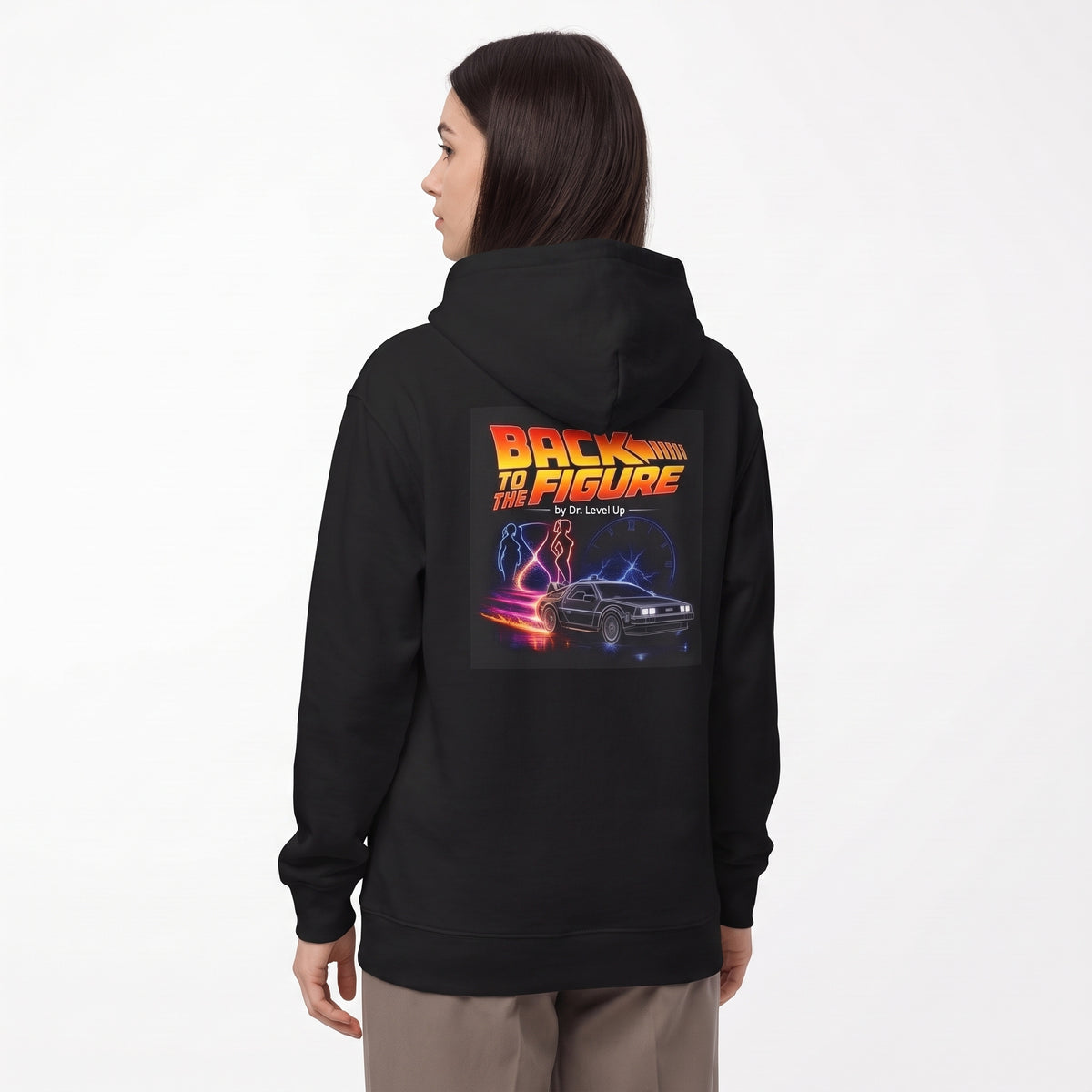 Back to the Figure Hoodie-Back to the Figure Hoodie, Black, white-background studio angled model view