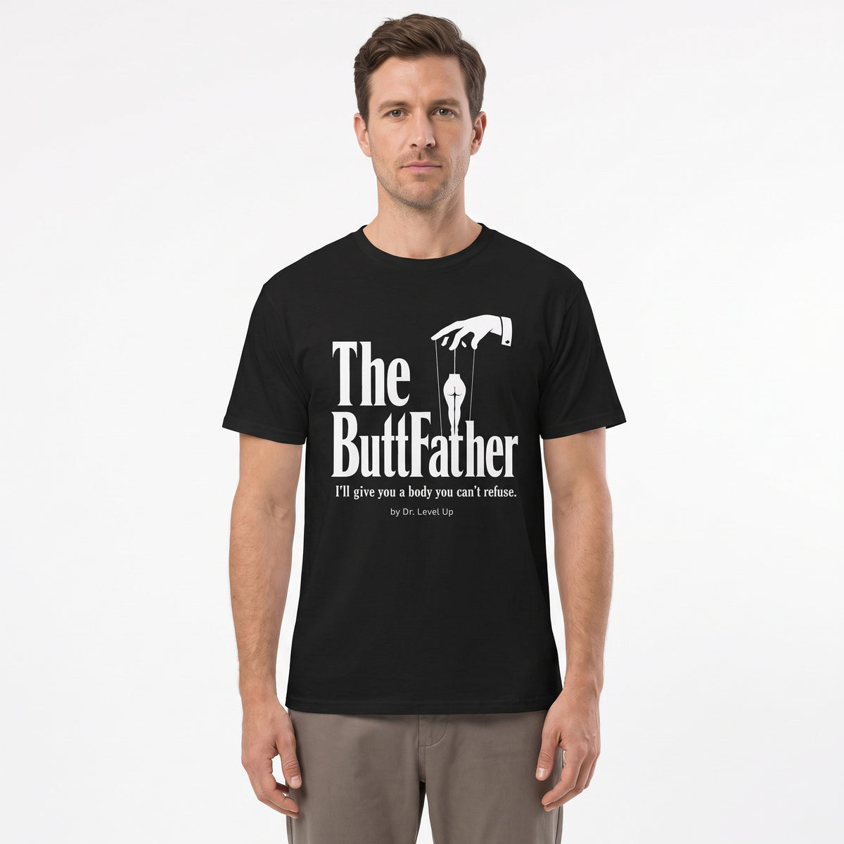 The Buttfather T-Shirt-The Buttfather T-Shirt, Black, white-background studio wider fit view