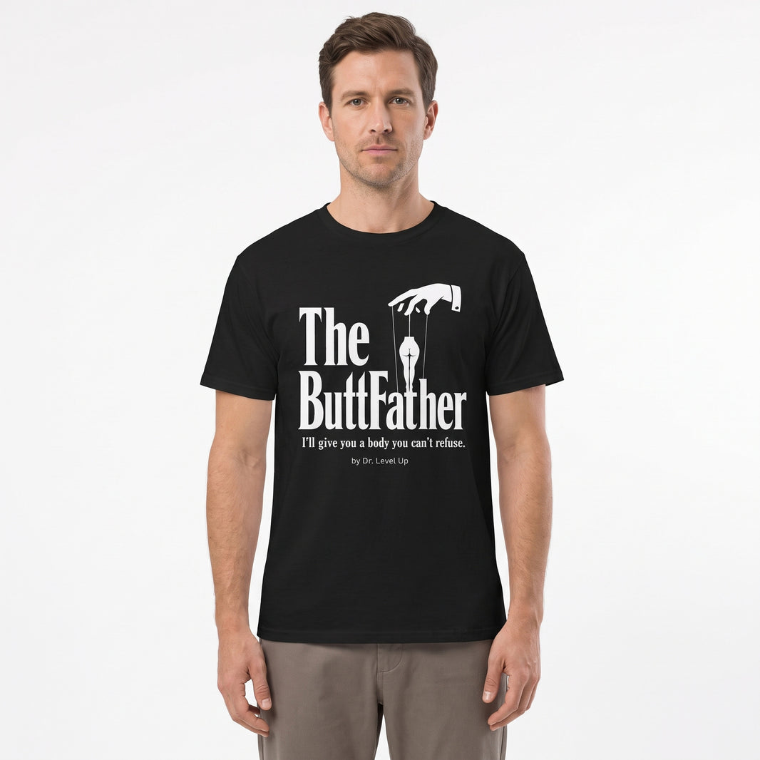 The Buttfather T-Shirt-The Buttfather T-Shirt, Black, white-background studio wider fit view