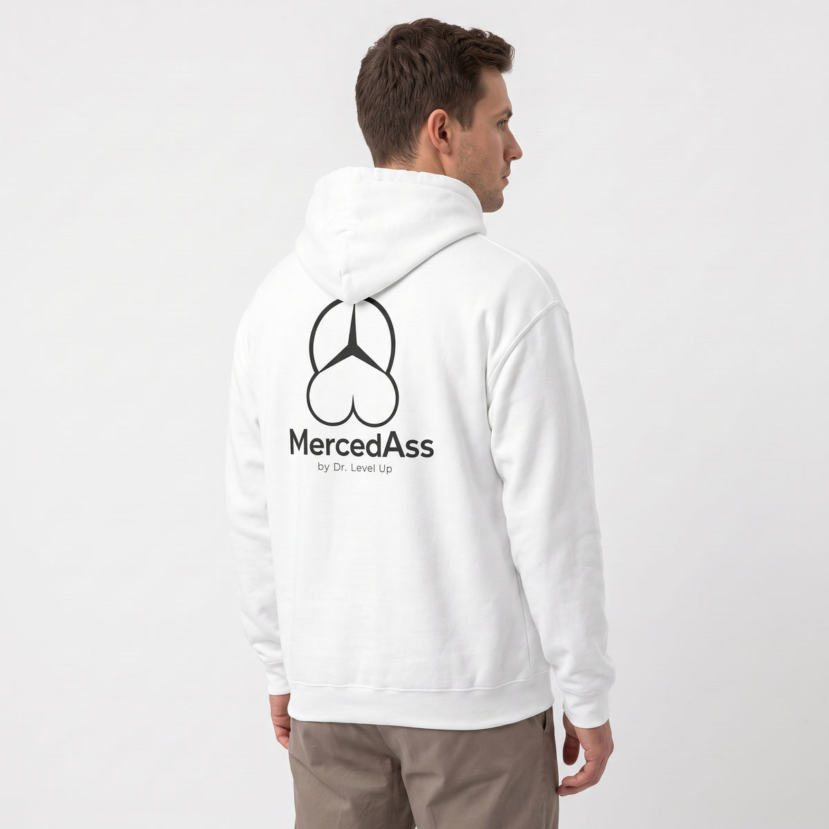 MercedASS Booty Hoodie-MercedASS Booty Hoodie, White, white-background studio angled model view