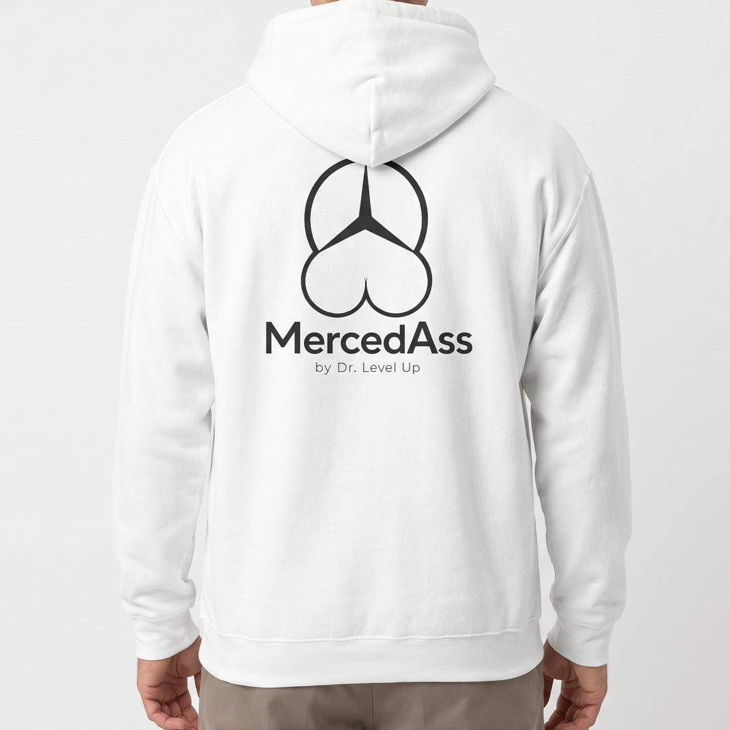 MercedASS Booty Hoodie-MercedASS Booty Hoodie, White, white-background studio on-model close-up