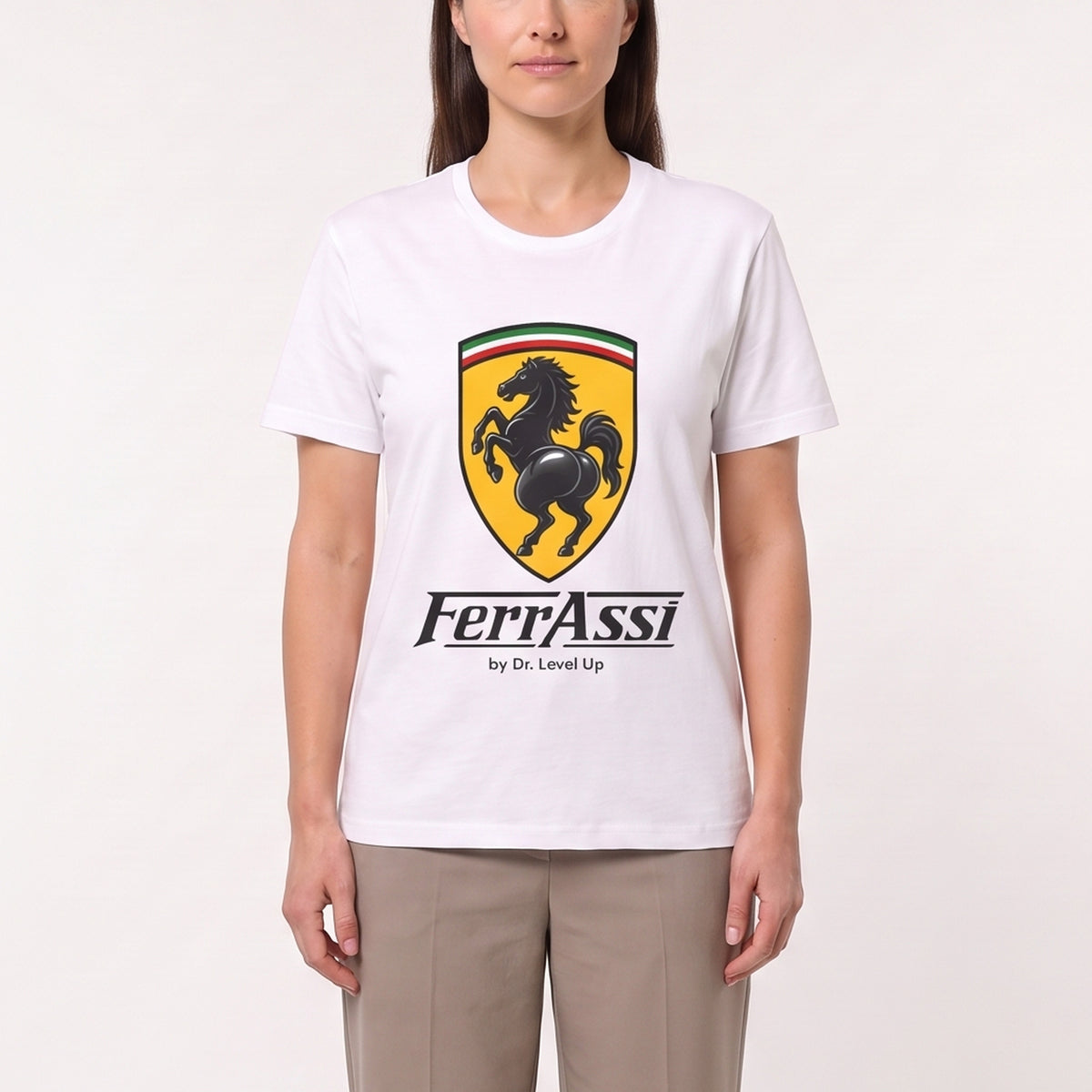 Ferassi BBL Horse T-Shirt-Ferassi BBL Horse T-Shirt, White, white-background studio on-model close-up