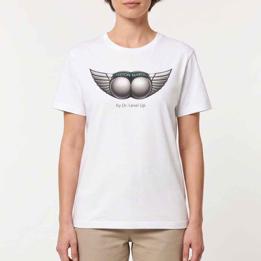 ASSton Martin BBL T-shirt-ASSton Martin BBL T-shirt, White, white-background studio on-model close-up