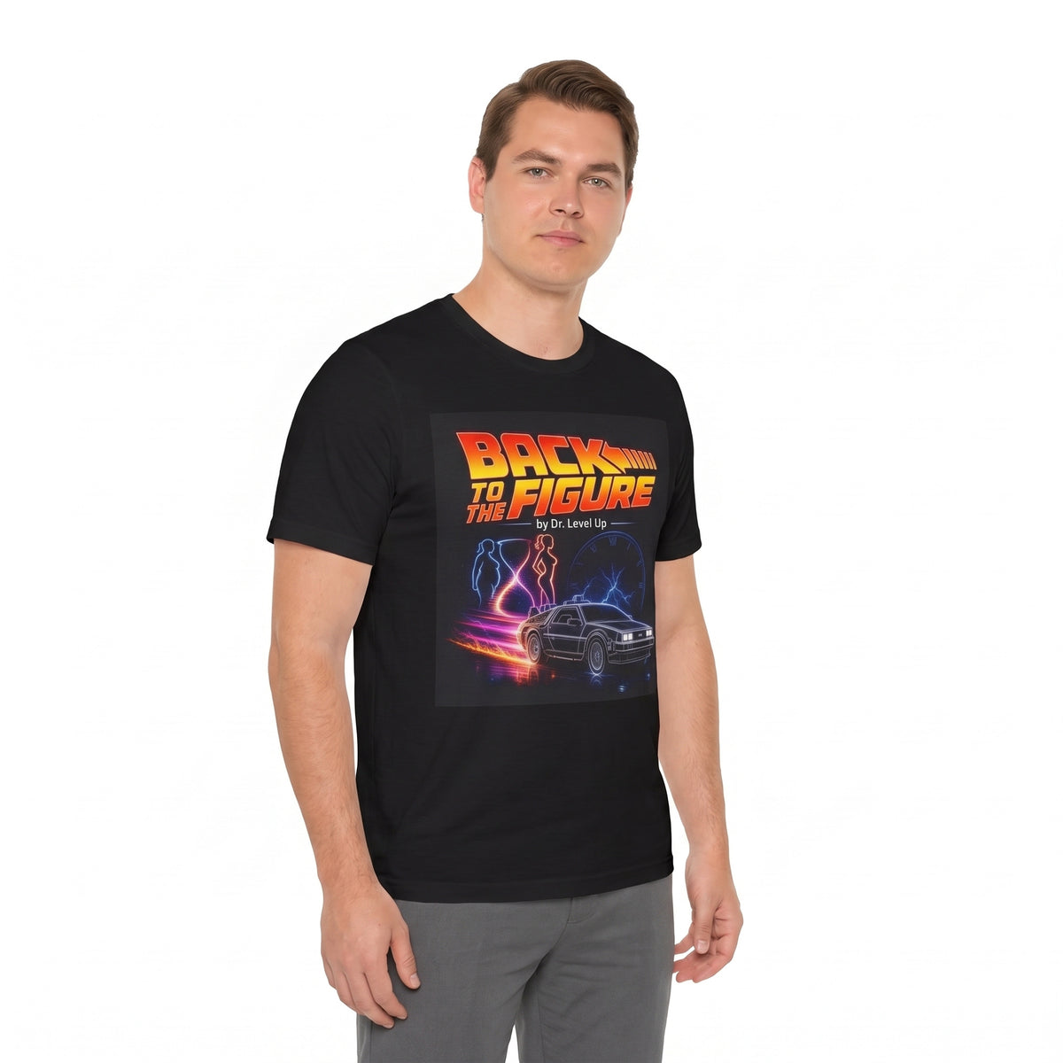 Back to the Figure T-Shirt-Back to the Figure T-Shirt, Black, white-background studio angled model view