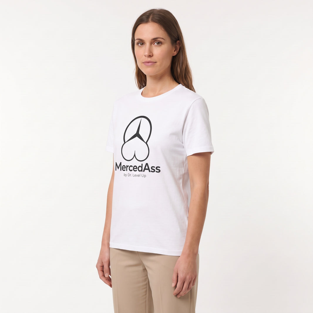 MercedASS BBL T-Shirt-MercedASS BBL T-Shirt, White, white-background studio angled model view