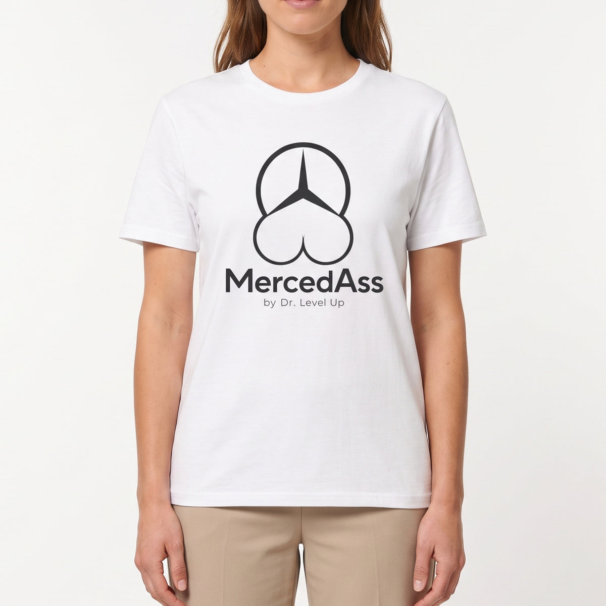 MercedASS BBL T-Shirt-MercedASS BBL T-Shirt, White, white-background studio on-model close-up