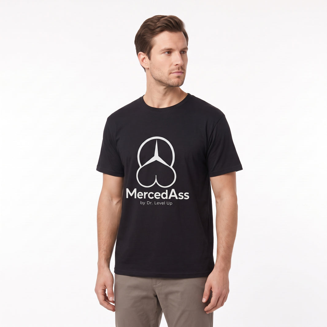 MercedASS BBL T-Shirt-MercedASS BBL T-Shirt, Black, white-background studio angled model view