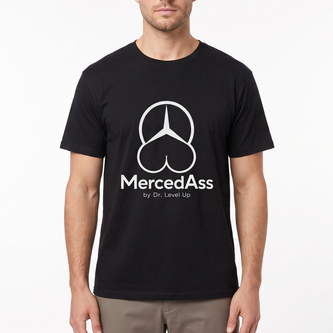MercedASS BBL T-Shirt-MercedASS BBL T-Shirt, Black, white-background studio on-model close-up