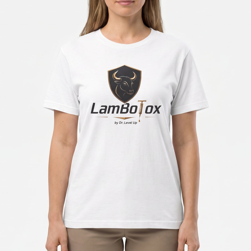 LamboTox T-Shirt-LamboTox T-Shirt, White, white-background studio on-model close-up