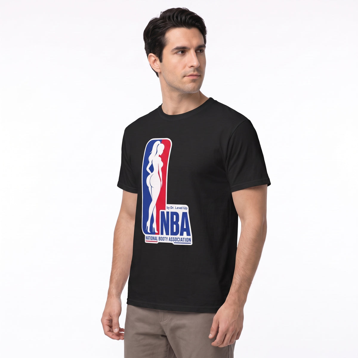 NBA - National Booty Association T-Shirt-NBA - National Booty Association T-Shirt, Black, white-background studio angled model view