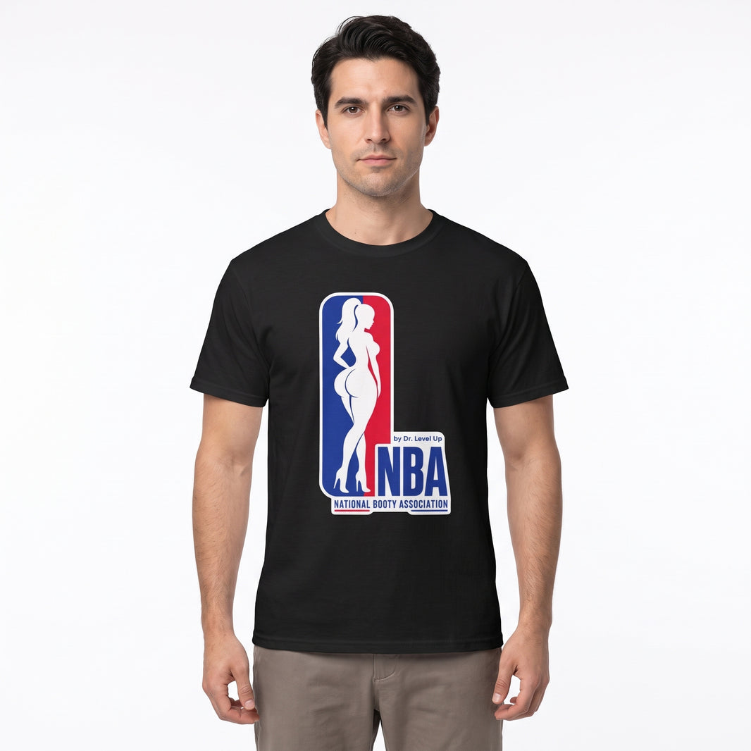 NBA - National Booty Association T-Shirt-NBA - National Booty Association T-Shirt, Black, white-background studio wider fit view