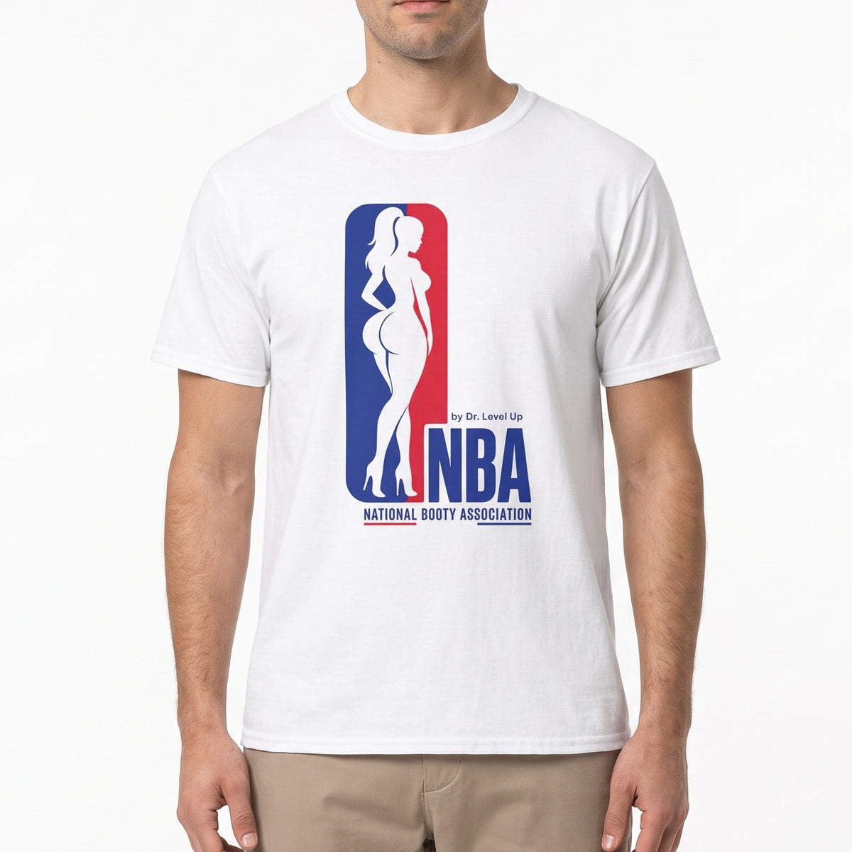 NBA - National Booty Association T-Shirt-NBA - National Booty Association T-Shirt, White, white-background studio on-model close-up