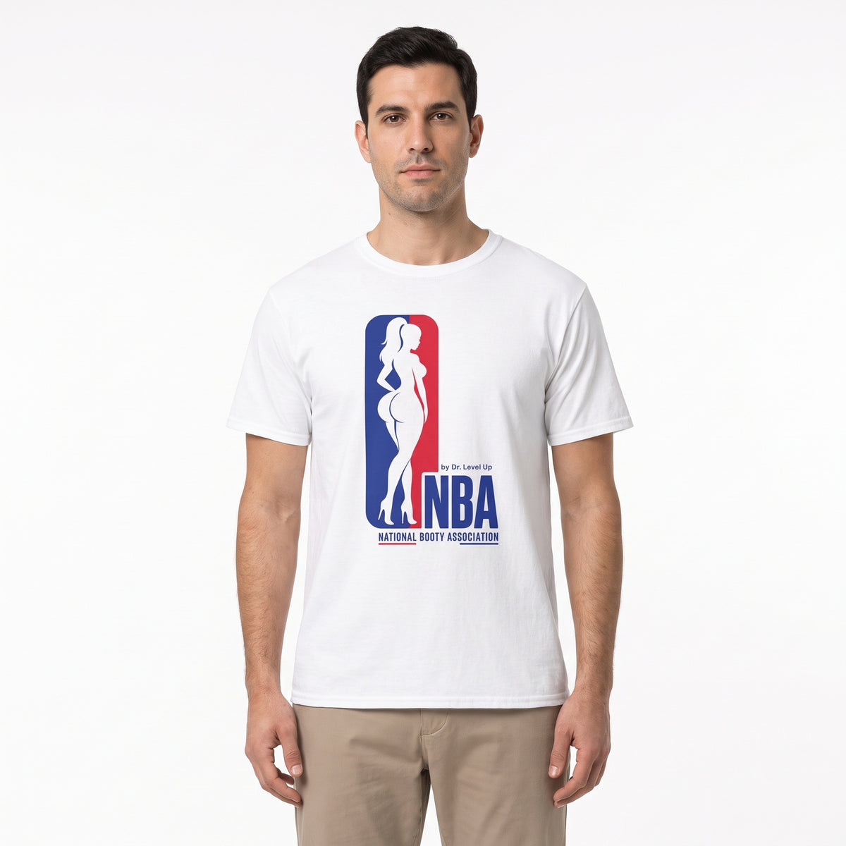 NBA - National Booty Association T-Shirt-NBA - National Booty Association T-Shirt, White, white-background studio wider fit view