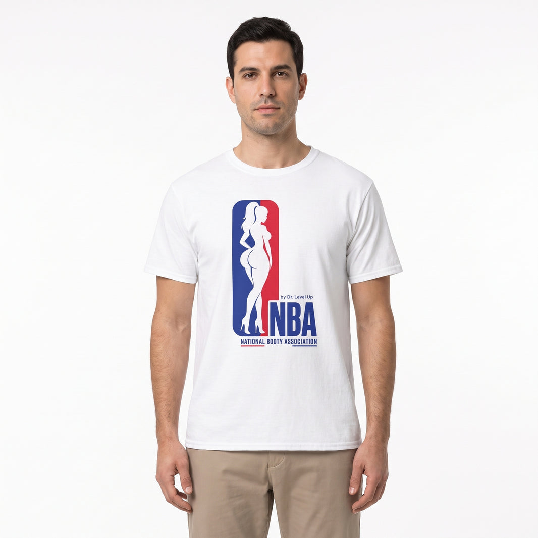 NBA - National Booty Association T-Shirt-NBA - National Booty Association T-Shirt, White, white-background studio wider fit view