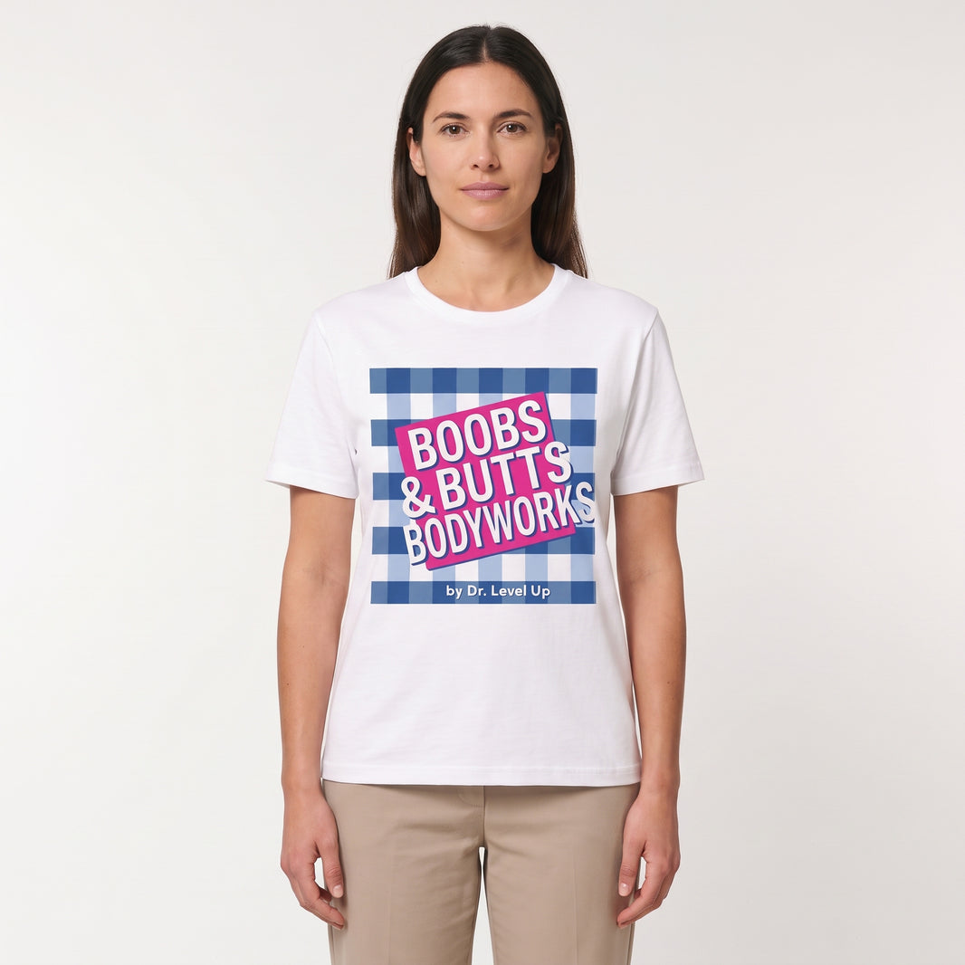 Boobs & Butts Bodyworks T-Shirt-Boobs & Butts Bodyworks T-Shirt, White, white-background studio wider fit view